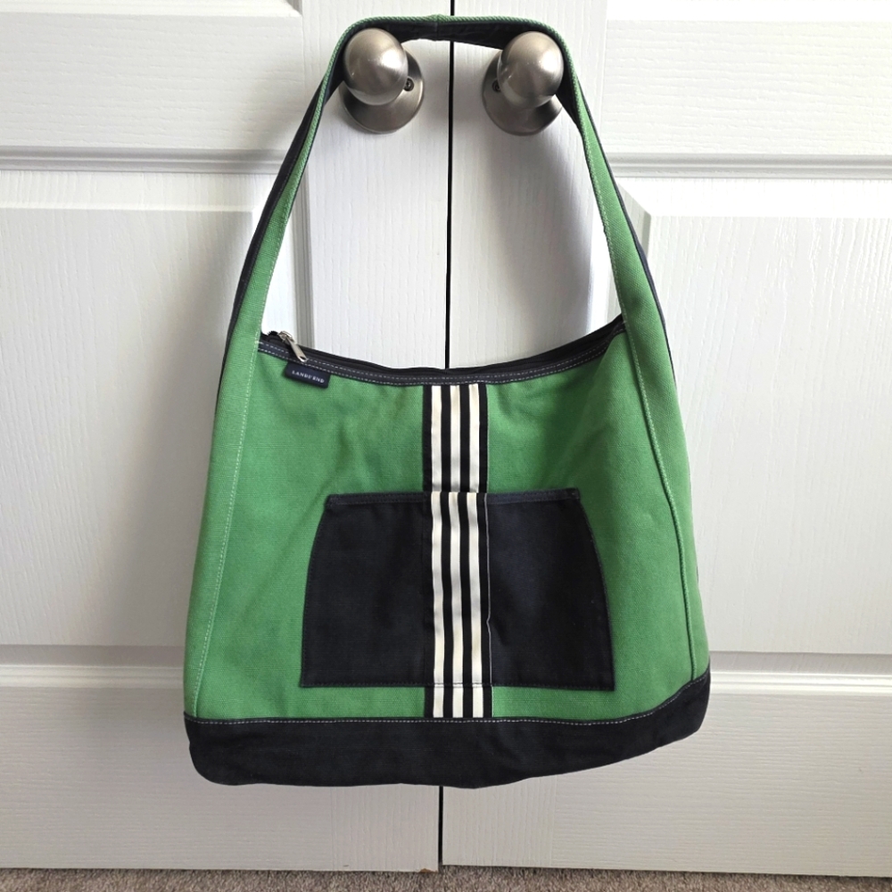 Vtg Lands End Boat Tote Blue Green